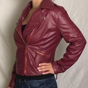 Zara burgundy faux leather jacket (L)